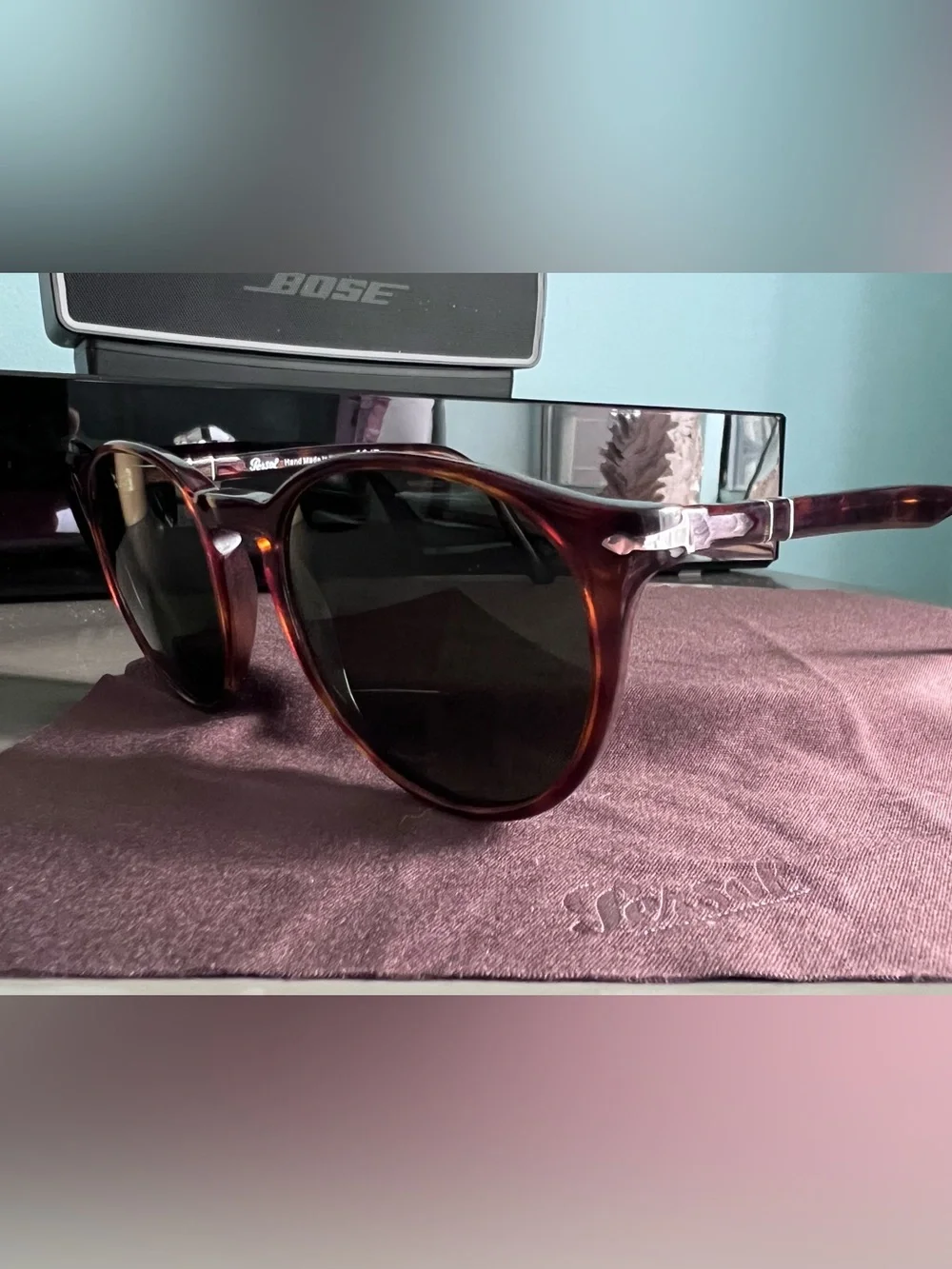 Persol PO3152S - Classic Tortoiseshell Round Sunglasses - Green Lenses